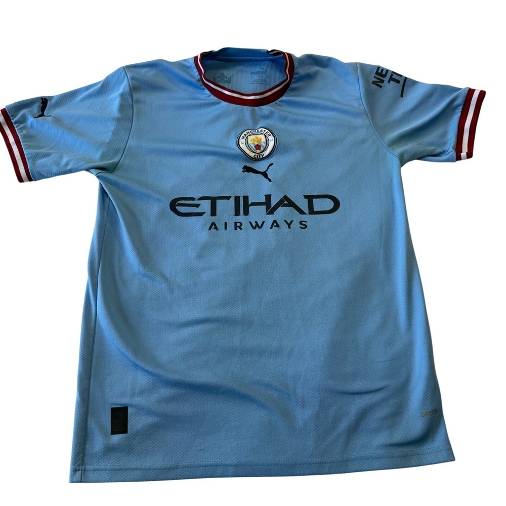 Puma Manchester City FC Mens Soccer Jersey Light Blue Nick 13 Etihad Airways